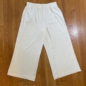 Laila Ali Ultra Wide Leg Lounge Pants Whisper White Ivory Womens Large